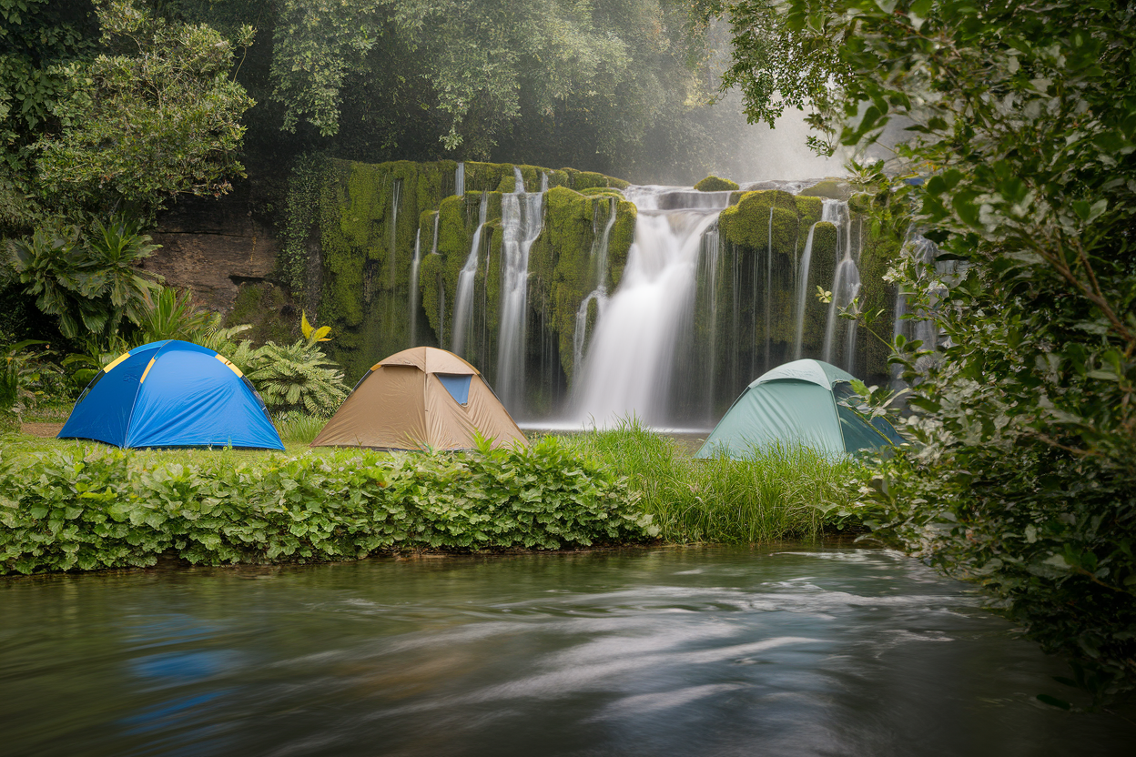 tentes-cascade-verdure-brume