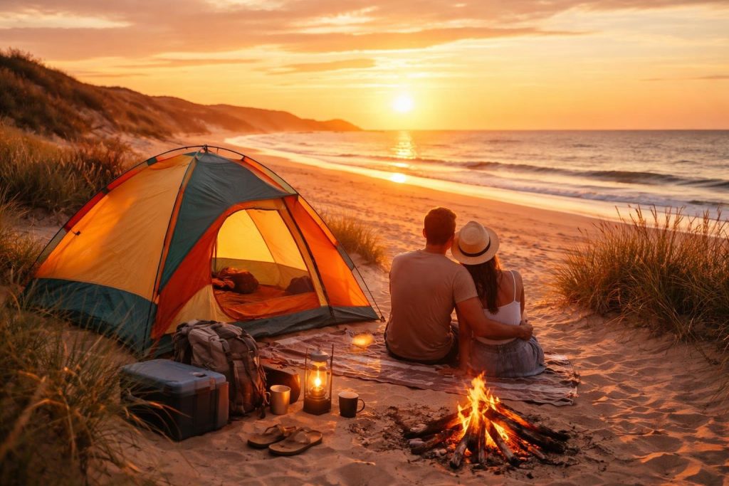 tente-camping-plage-coucher-soleil